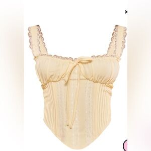 Pretty Little Thing Yellow Corset Tank Peasant cottage Top Cosplay Petite 10 NWT